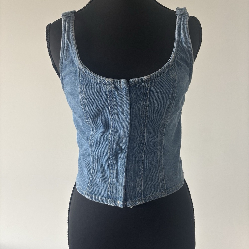 LONESTAR Denim Corset Style‎ Top Crop Size Small Western Cowgirl Festival Boho